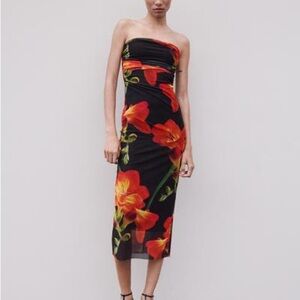 Zara Strapless Floral Midi/Maxi Dress